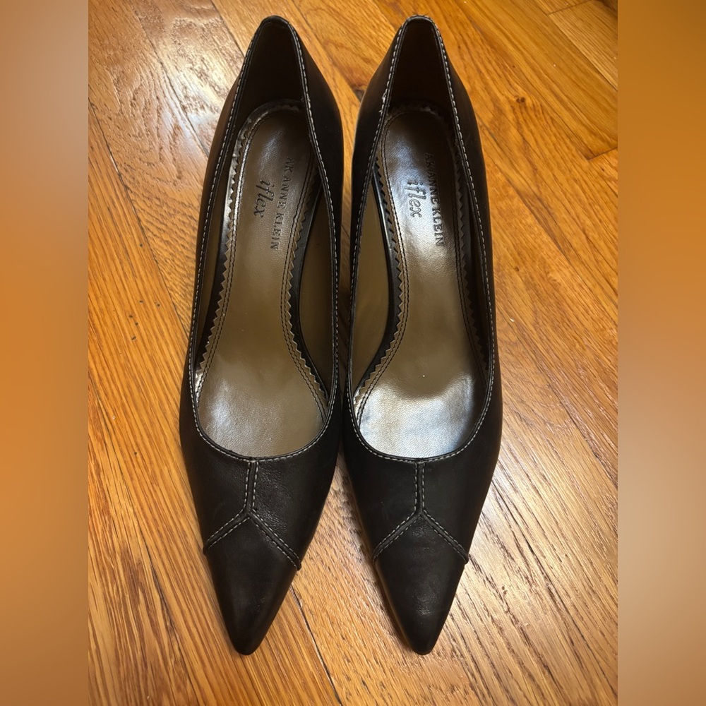 Black leather heels